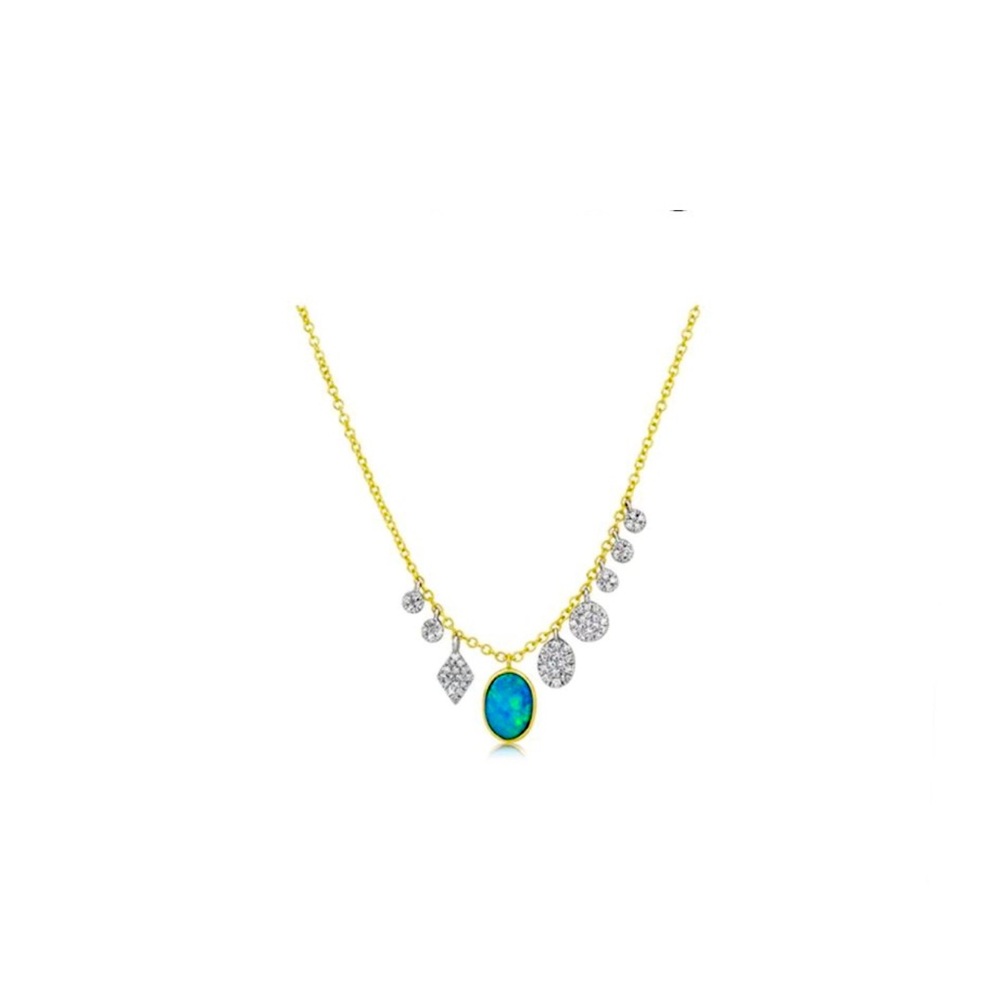 Meirat opal necklace  with diamond bezels and charms